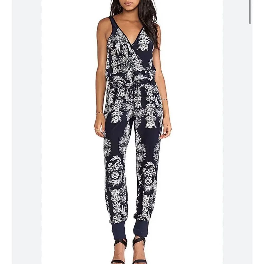 Chaser Silk Jumpsuit in Antique Floral
